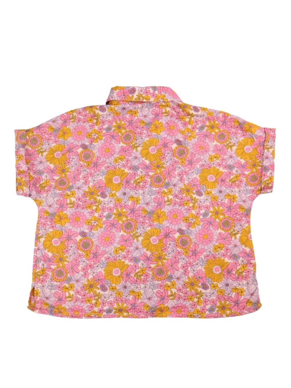 Thereabouts Retro Floral Button Up Shirt 10/12 Pink Orange